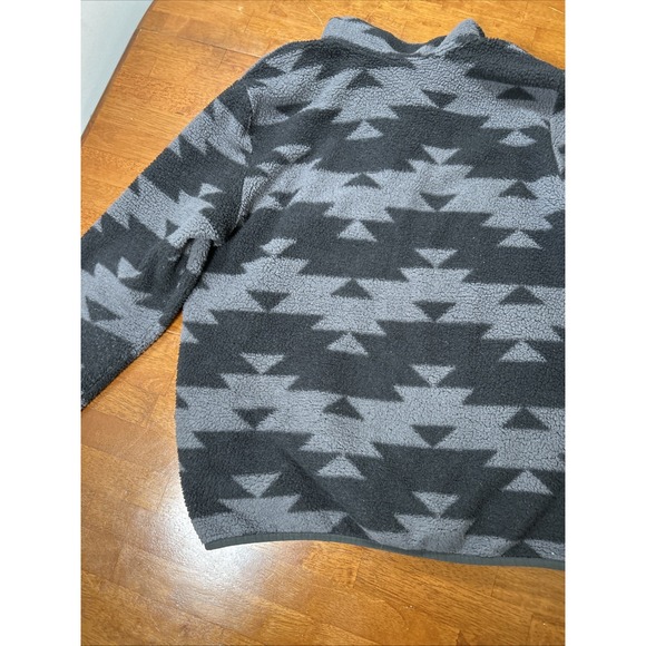 The North Face Mens Large 1/2 Zip Jacket Grey Aztec Fleece Long Sleeve Mock Neck - Picture 13 of 15
